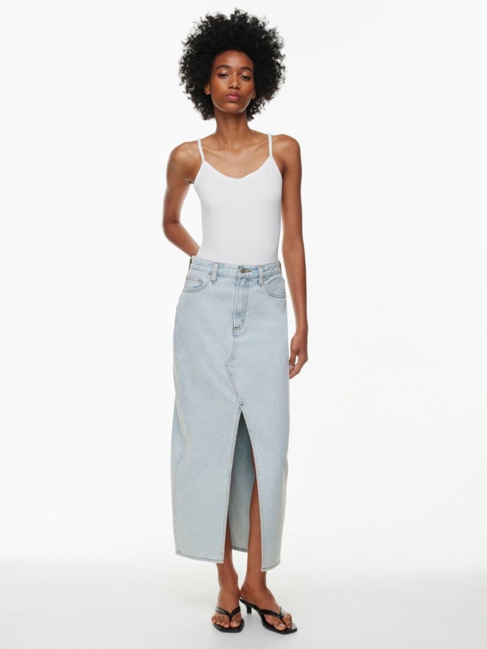 Aritzia Denim Forum 90s Mid-rise Pencil Maxi Denim Skirt Bleach Bleu Size 26